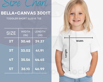 Bella+Canvas 3001T Size Chart - Toddler Short Sleeve Tee (Digital Download, PNG File)