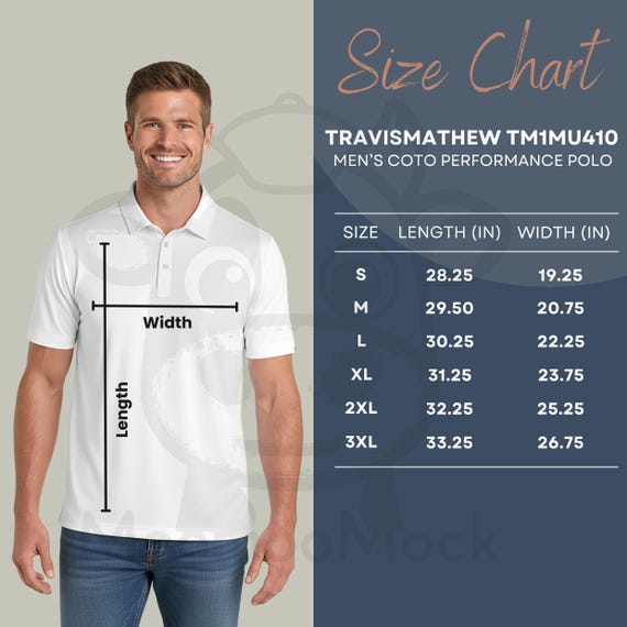 Travismathew TM1MU410 Size Chart - Men's Coto Performance Polo