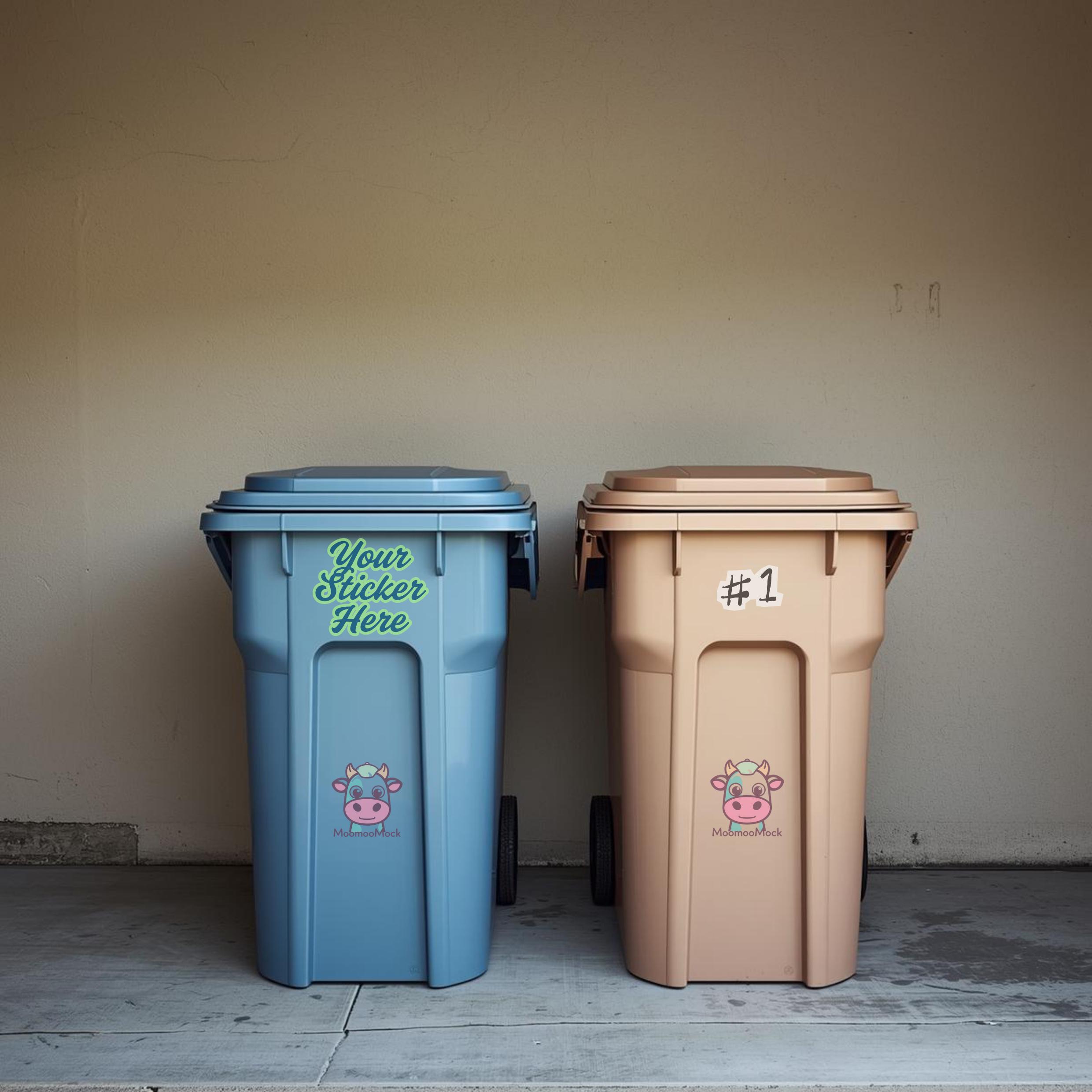 Wheelie Bin Sticker Mockup - Canva Drag and Drop (digital Download, PNG ...
