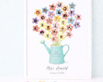 Editable Teacher Photo Gift – Thank You for Helping Us Grow – Class Picture Card Printable – End of Year Canva Template