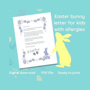 Carta del conejito de Pascua para niño con alergias, lista para imprimir descarga instantánea