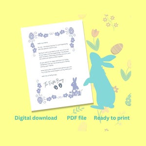 Carta do coelhinho da Páscoa, pronta para imprimir download instantâneo