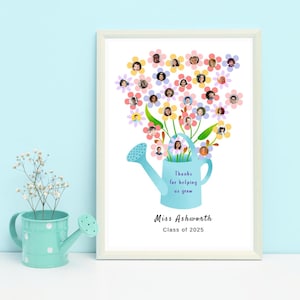 Cadeau photo modifiable pour le professeur - Merci de nous avoir aidés à grandir - Carte de classe à imprimer - Modèle de fin d'année sur toile