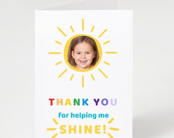 Tarjeta fotográfica personalizada de agradecimiento para profesores: Plantilla editable de Canva (Descarga digital A5)