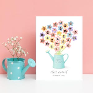 Editable Teacher Photo Gift – Thank You for Helping Us Grow – Class Picture Card Printable – End of Year Canva Template