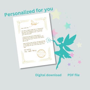 Carta personalizada del Hada de los Dientes, archivo digital, para imprimir en casa