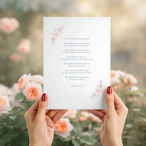 Consuélate en tu dolor, poema conmemorativo, listo para imprimir, descarga instantánea