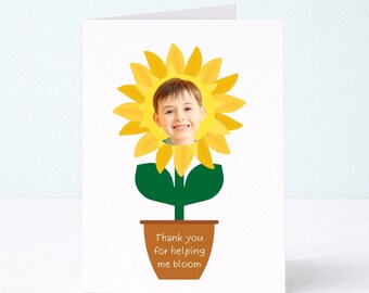 Personalized Sunflower Teacher Thank You Card: Photo Template (A5 Printable Digital Download)