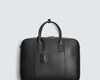 Enzo Rossi Black Leather Briefcase Soft Case - Etsy Australia