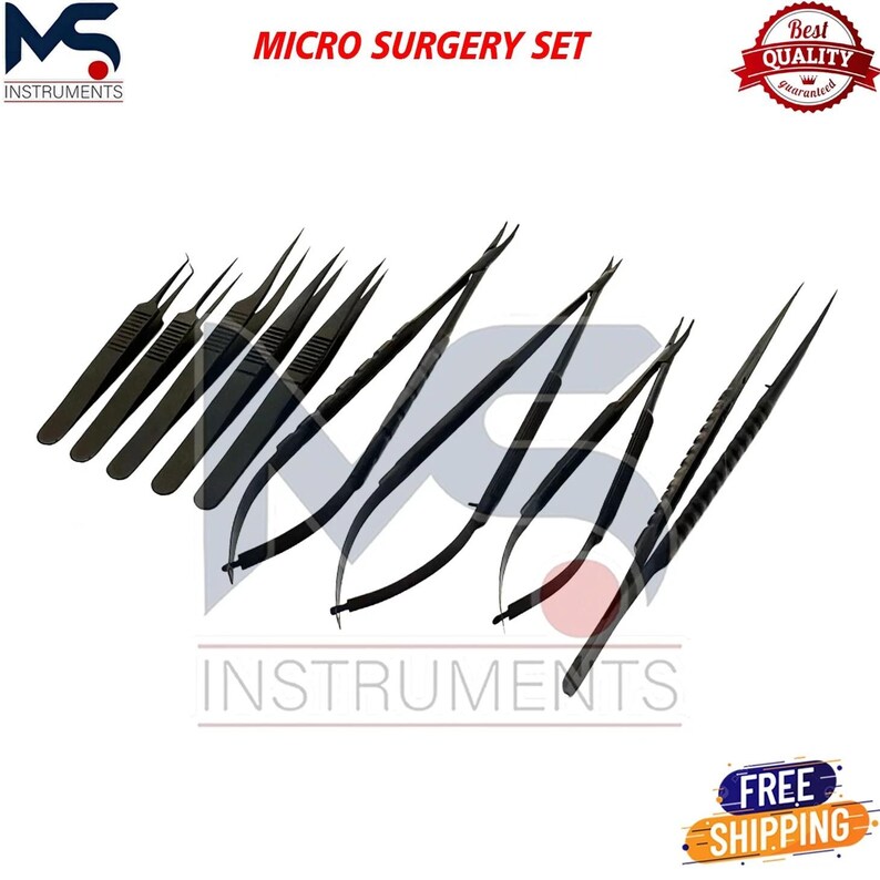 Basic Micro Surgical Instruments Set Micro Surgery Set 9 Pcs Black - Etsy