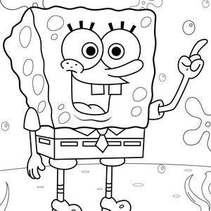 SpongeBob Kolorowanki do druku | Zabawne dziecięce kolorowanki z kreskówek | Natychmiastowe pobieranie pliku PDF
