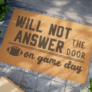 Game Day Doormat, Sports Enthusiast Gift, Football Entry Mat, Home Decor for Gamers, Funny Welcome Mat