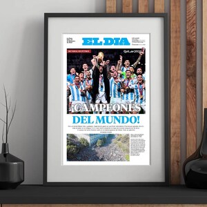 2022 World Cup Argentina Defeats France '!CAMPEONES DEL MUNDO!' Printable Front Page Newspaper