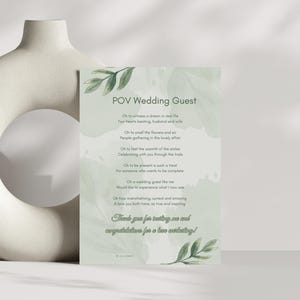 POV: Wedding Guest Beautiful Poem Digital Art – Original Poetry for Home Decor or a Thoughtful Wedding Gift