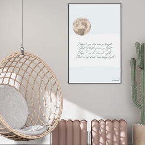 Luna, un hermoso poema de arte digital: poesía original para la decoración del hogar o un obsequio considerado