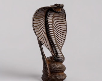 Egyptian mighty Uraes Statue: Hand Carved black basalt stone Replica, God Cobra Table Ornament