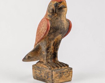 Ancient Egyptian Horus Falcon Statue, Handmade Pharaoh Figurine, Mythology Decor