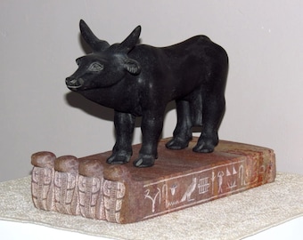 Black Granite Hathor Statue Replica | Egyptian Goddess Sculpture, Ancient Decor