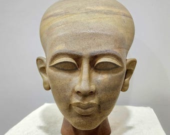 Replica Aten Akhenaten Sculpture: Ancient Egyptian Quartzite Head Art Home Decor