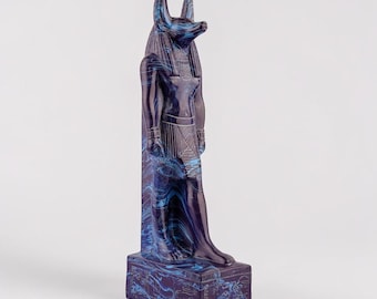 Lapis Lazuli Anubis Statue, Egyptian Jackal God Replica, Afterlife Deity Sculpture