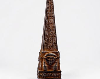 Unique Ancient Egyptian Handmade Obelisk sculpture black made in Egypt.