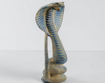 Egyptian mighty Uraes Statue: Hand Carved Stone Replica, God Cobra Table Ornament