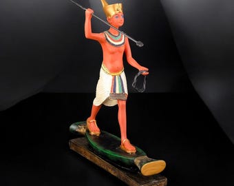 King Tutankhamun Fisherman Statue Replica, Hand-Painted Egyptian Art, Museum-Style Home Décor
