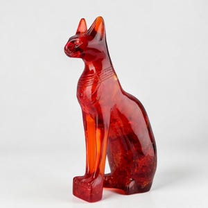 Statua della dea egizia Bastet in polvere d'ambra - Replica di epoca faraonica per l'arredamento domestico