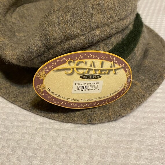 Scala NWT Grey Wool Felt Cloche Hat with Green Ac… - image 2