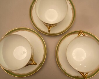 Antique Haviland Limoges China: Gold Trim Dinnerware, Schleiger