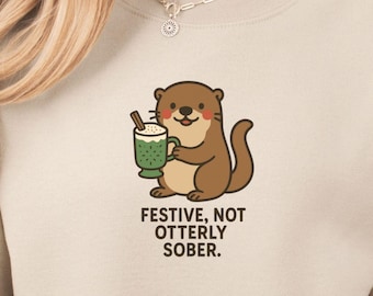 Sudadera navideña de nutria, divertida camiseta de nutria Comfort Colors®, adorable camiseta navideña con meme de nutria, ideal para amantes de las nutrias.