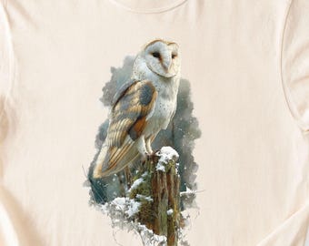Barn Owl Watercolor Shirt, Comfort Colors® Wildlife Tee, Realistic Owl Birdwatcher Shirt, Cottagecore Watercolor Aesthetic Shirt, Owl Lover