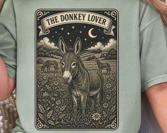 Donkey Lover Tarot Shirt, Comfort Colors Cute Donkey Tee, Vintage Tarot Card Sweatshirt, Pet Donkey Gift