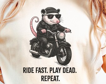 Opossum Shirt, Funny Opossum Biker Tee, Comfort Colors Possum Meme Shirt, Sarcastic Trash Team Gift, Feral Rider Shirt, Unhinged Opossum Tee