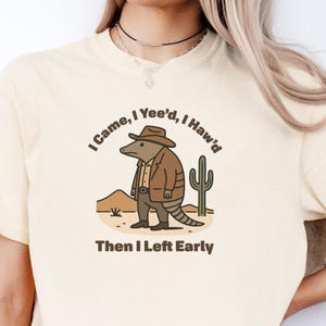 Armadillo Cowboy Shirt, Comfort Colors Off-White Tee, Funny Introvert Meme Shirt, Western Armadillo Tee, Homebody Shirt, Cottagecore Weird