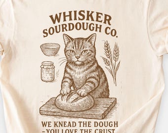 Lustiges Katzen-Sauerteig-Sweatshirt, Comfort Colors® Baking Rundhalsausschnitt, Sauerteig-Startergeschenk, Vintage Brot Maker Shirt, Katzenliebhaber Baker T-Shirt