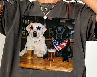 Labrador 4th of July Shirt, Vintage Lab Dog Photo Tee, Patriotic Dog Dad Shirt, Black Lab USA Shirt, Comfort Colors Tee