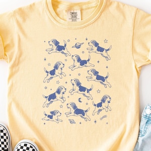 Youth Beagle in Space Shirt, Kids Beagle Tee, Bella Canvas Dog Lover Top, Comfort Colors Puppy Graphic Gift
