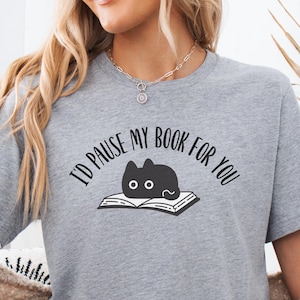 Cute Book Cat Shirt for Bookworms, Bookish Gift, Reading Tee, Cat Mom Shirt Gift, Cat Lover T-Shirt, Book Nerd Shirt, Reading Teacher Shirt