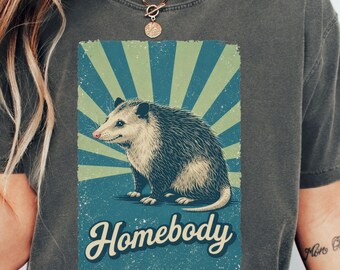 Opossum Homebody Shirt, Retro Introvert Tee, Comfort Colors Work from Home Tee , Cute Opossum Graphic, Cozy Animal Lover Sweatshirt