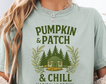 Pumpkin Patch & Chill Shirt, Comfort Colors® Fall Harvest Tee, Cozy Autumn Thanksgiving Shirt, Retro Pumpkin Season Graphic T-Shirt