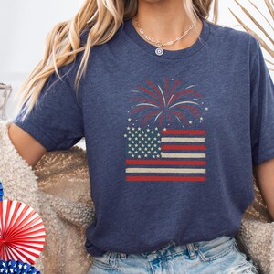USA Flag Fireworks Shirt, Patriotic Red White Blue 4th of July Tee, Vintage America Graphic Shirt, Independence Day Shirt,Patriotic USA Gift