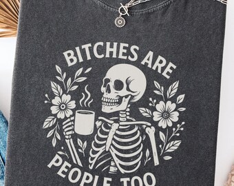 Teven zijn ook mensen skelet shirt, comfort kleuren sarcastisch T-shirt, brutaal grappig cadeau, Weirdcore shirt, Snarky skelet meme shirt, jaren 90 T-shirt