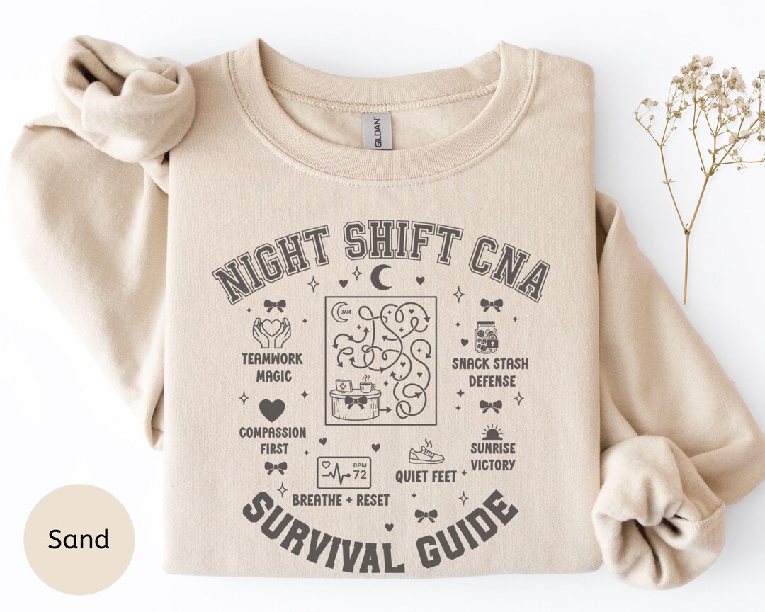 Night Shift CNA Survival Guide Shirt, Funny CNA Night Nurse Tee ...