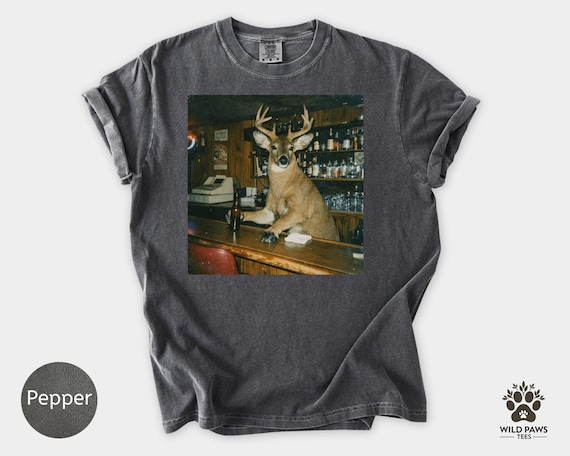 Deer Bartender Shirt, Vintage Photo Tee, Retro Deer Shirt, Elk Shirt, Weird Dank Meme Tee, Oddly Specific Ironic Shirt, Comfort Colors Tee