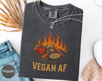 Vegan AF Shirt, Comfort Colors Plant Powered Sweatshirt, Funny Plant Based Tee, Herbivore Animal Rights Gift