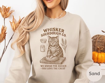 Funny Cat Sourdough Sweatshirt, Comfort Colors® Baking Crewneck, Sourdough Starter Gift, Vintage Bread Maker Shirt, Cat Lover Baker T-Shirt