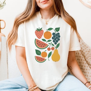 Summer Fruit Shirt, Comfort Colors Fruit Tee, Watermelon Strawberry Shirt, Boho Farmers Market Foodie T-shirt, Tropical Summer Vacation Tee