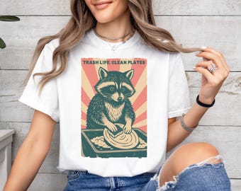 Camiseta de guaxinim lavando louça, camiseta engraçada de guaxinim, camiseta de panda de lixo, camiseta retrô de guaxinim com cores confortáveis, camiseta de panda de lixo com humor sarcástico
