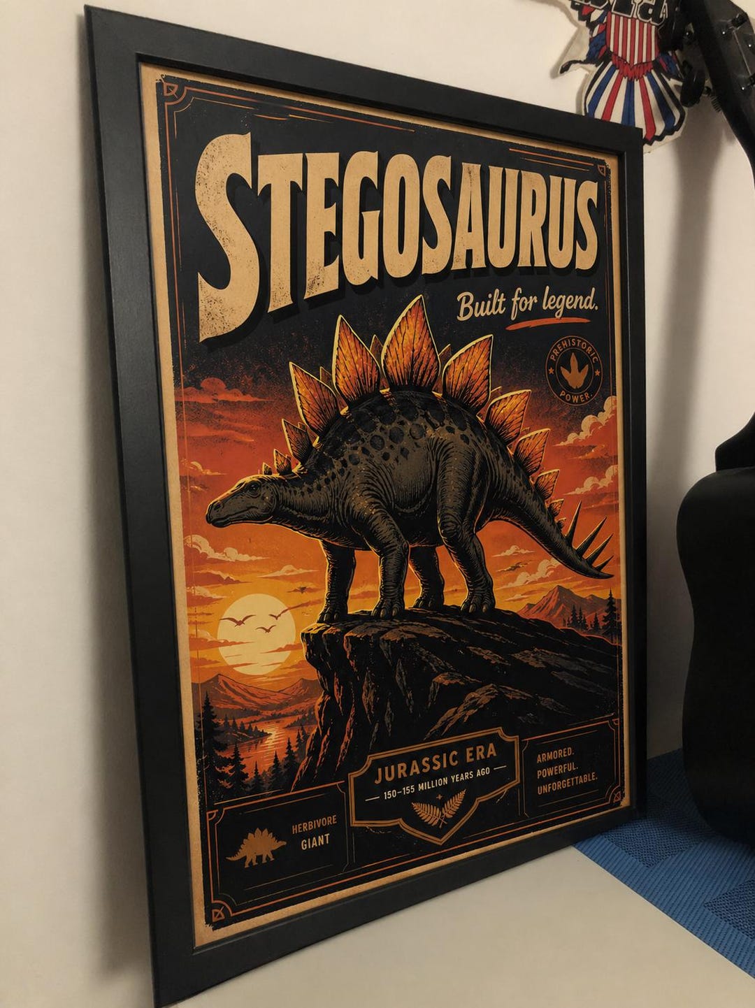 Stegosaurus Dinosaur Poster, Vintage Jurassic Era Print, Retro Kids ...